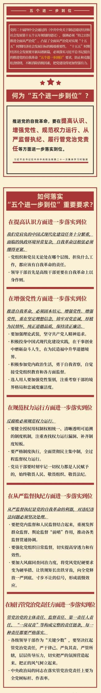 何為“五個進(jìn)一步到位”？